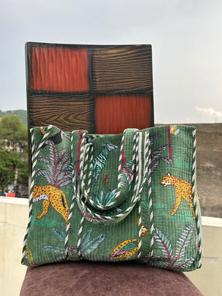 Green Jungle Safari Tote Bags