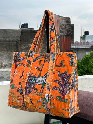 Safari Print Velvet Tote Bag