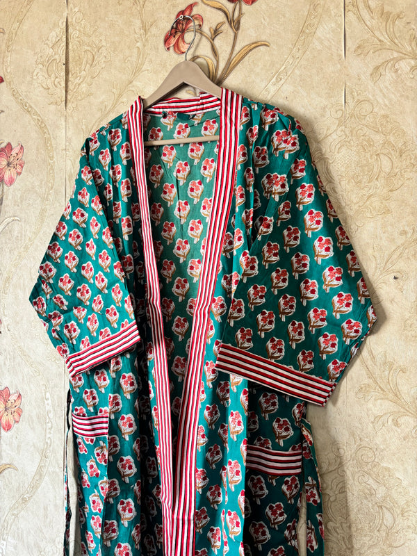 Stripe Cotton Kimono Robe