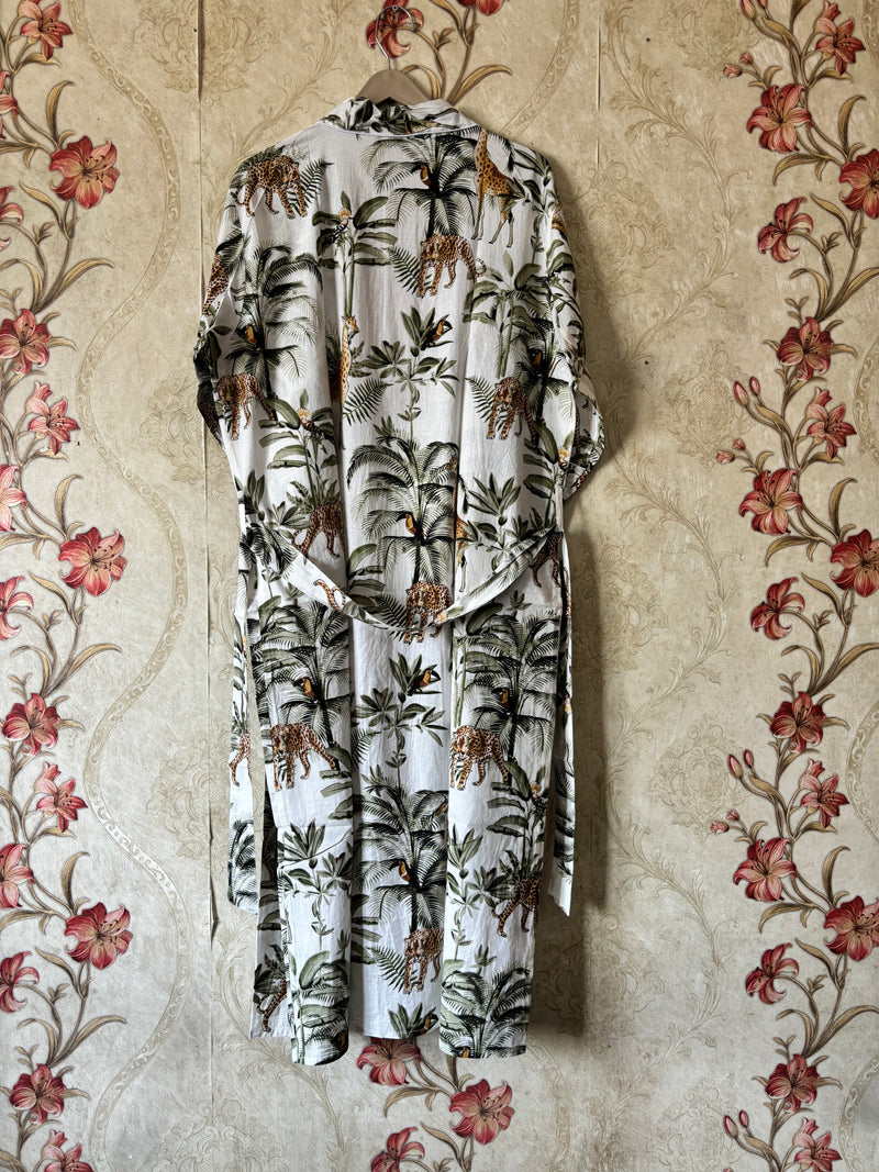 Cotton Kimono Robe with floral touch