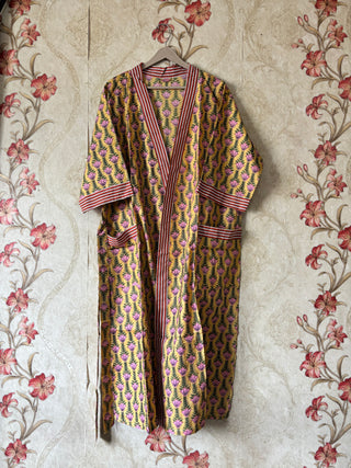 Handmade Floral Striped Robe