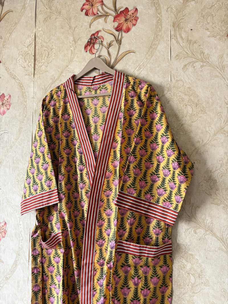 Handmade Floral Striped Robe