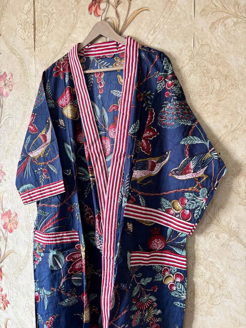 Handmade Floral Striped Robe