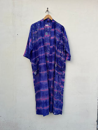 Blue Boho Silk Kimono Robe for Woman