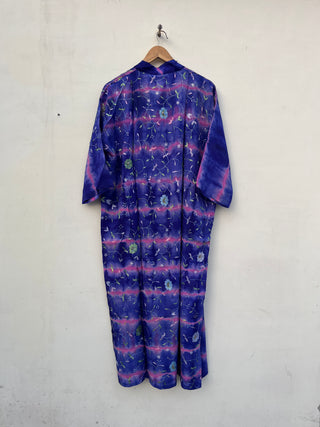 Blue Boho Silk Kimono Robe for Woman