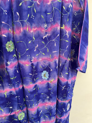 Blue Boho Silk Kimono Robe for Woman