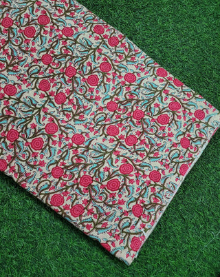 Floral design block print fabic