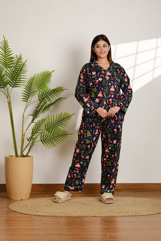 Christmas Print Cotton Pajama Set