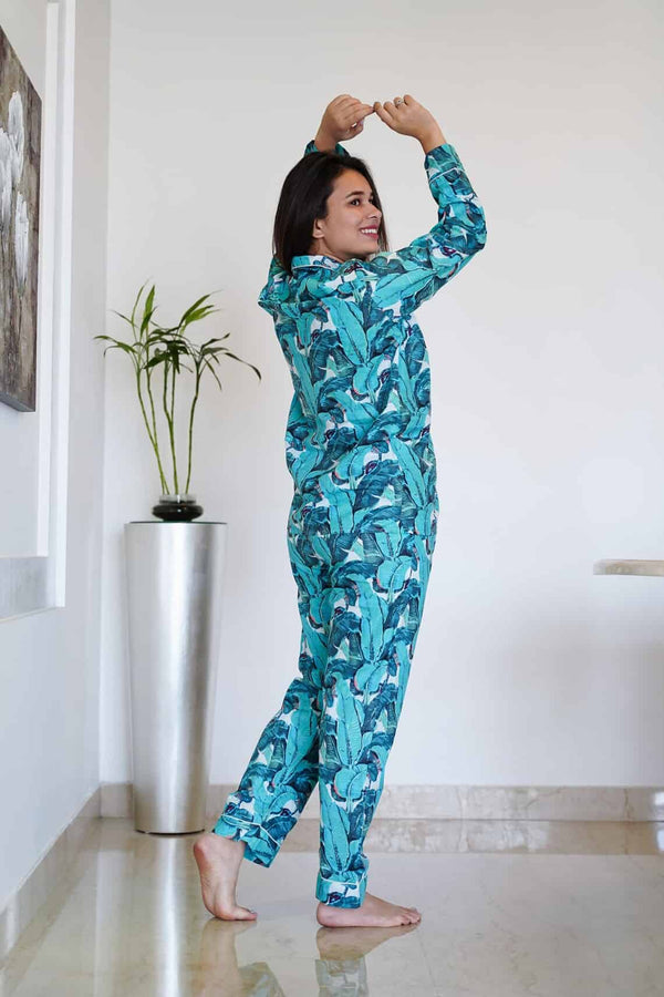 Banana leaf Printed Women Sleepwear Top Pajama set