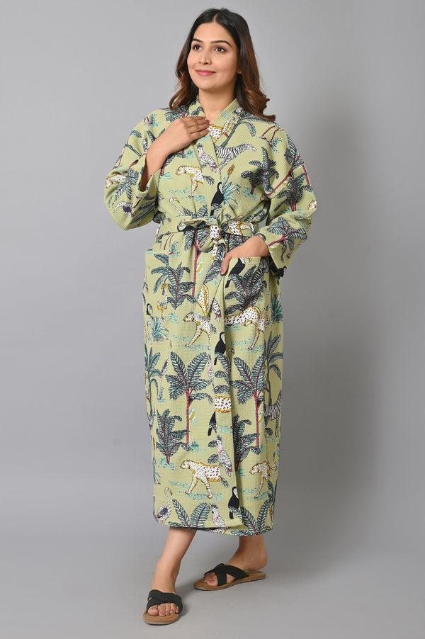 waffle pattern safari kimono