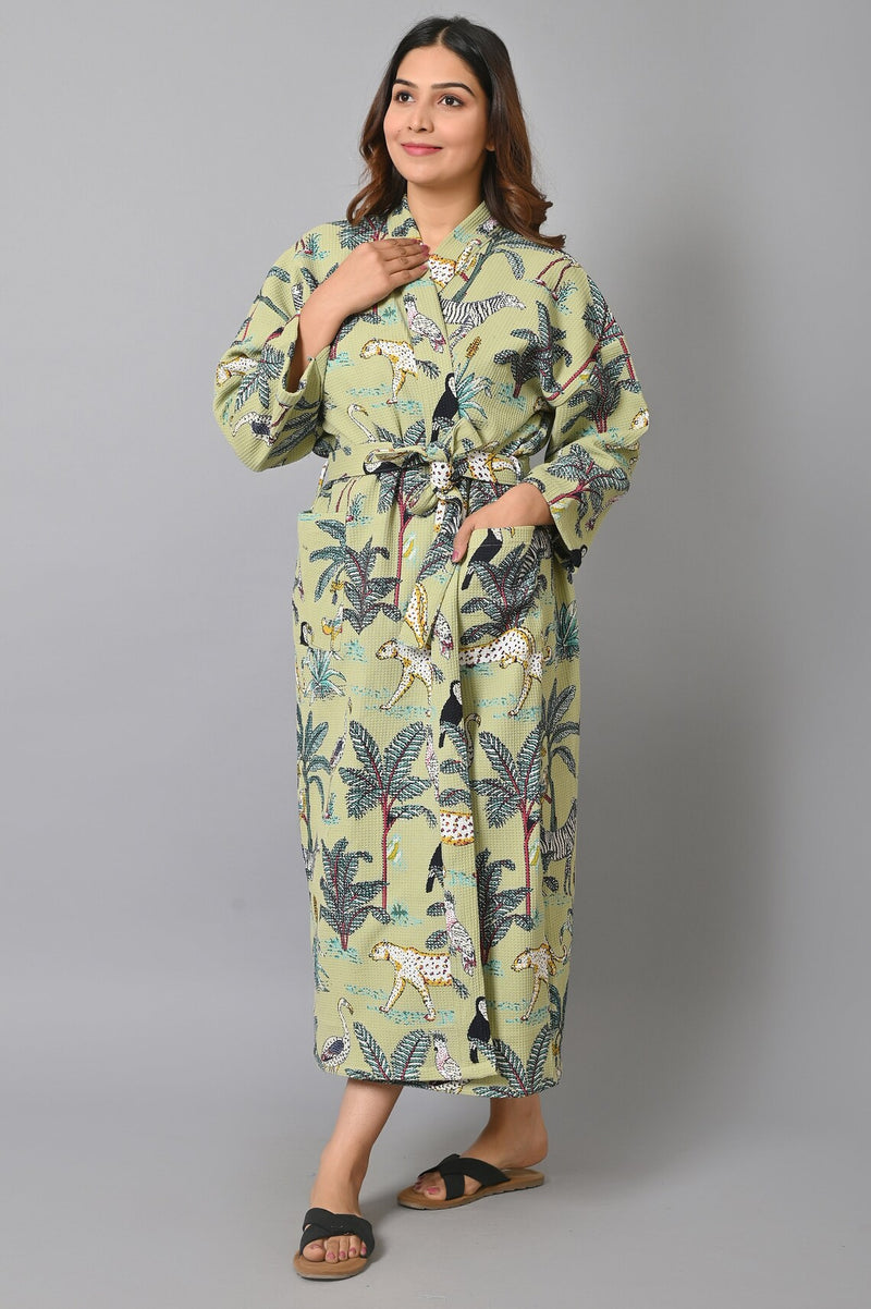 waffle pattern safari kimono