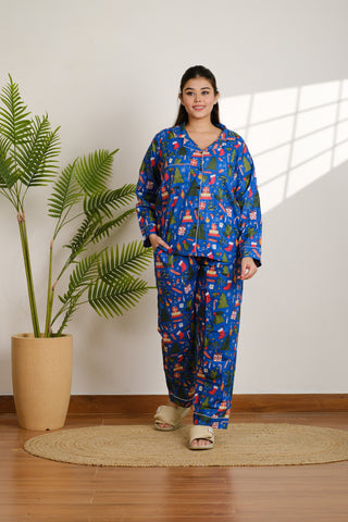 Christmas Print Cotton Pajama Set