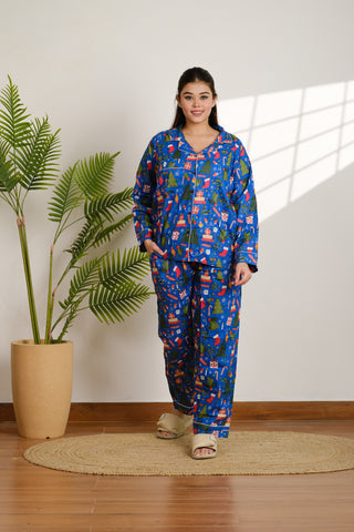 Christmas Print Cotton Pajama Set