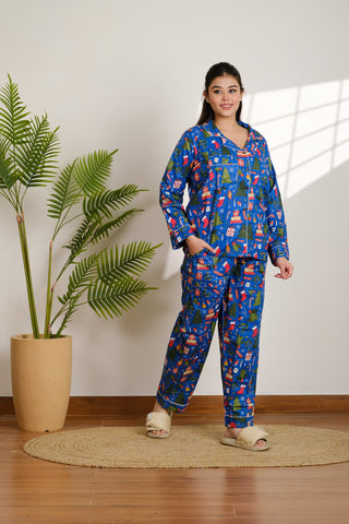 Christmas Print Cotton Pajama Set