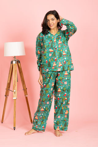 X-mas Pajama Set- Pink Green