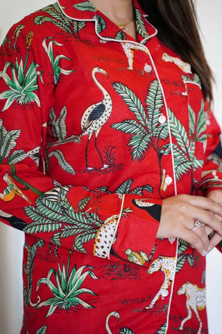 Safari print red pajama set